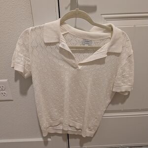 J. Crew White Textured Button Down Shirt